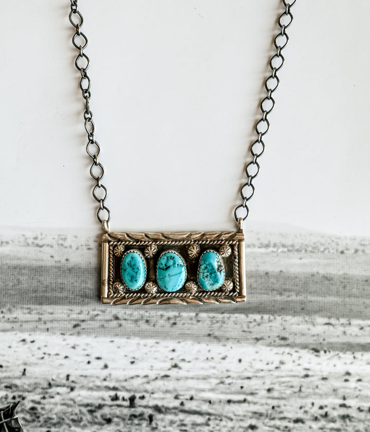 Kingman Turquoise Bar Necklace