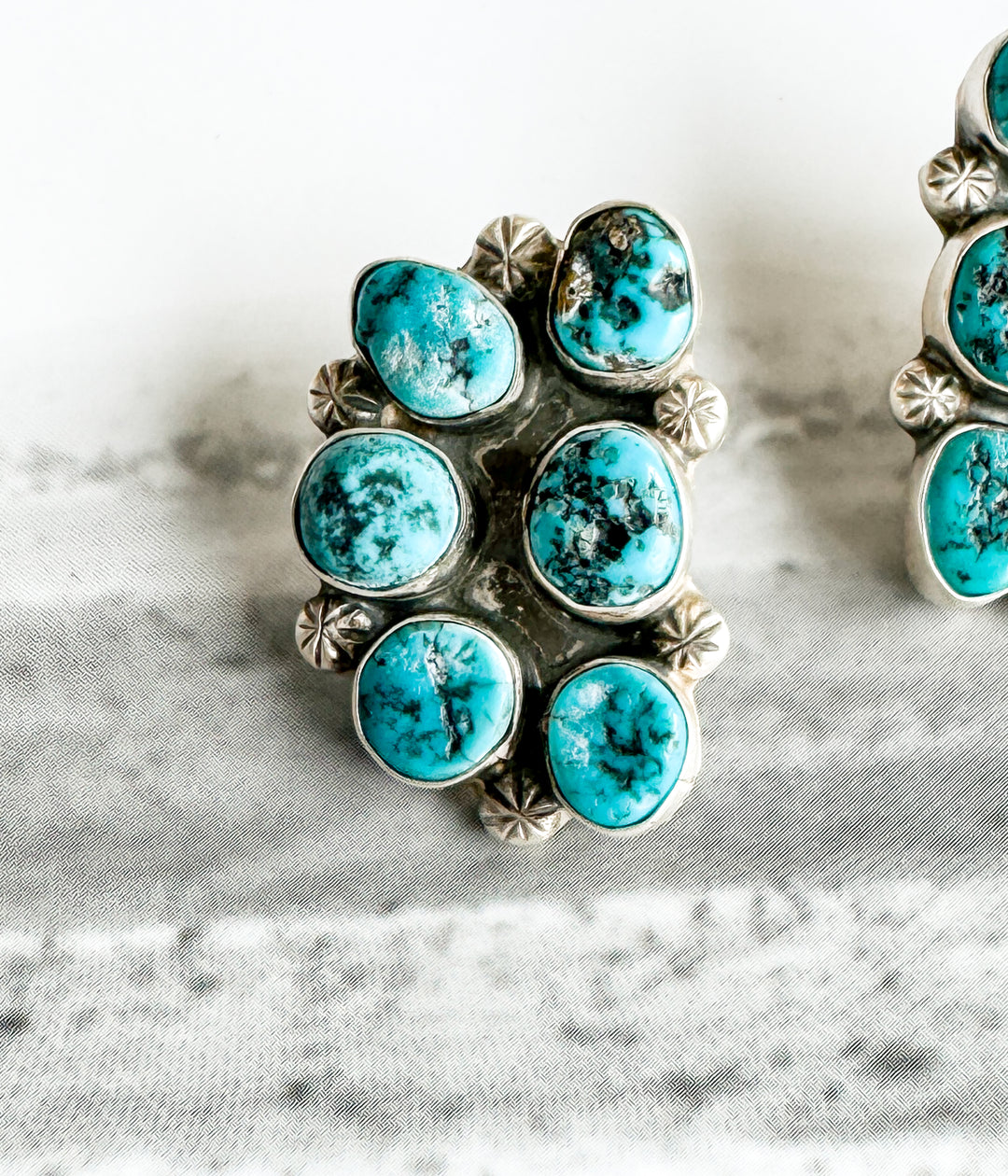 Cayucos Authentic Kingman Cluster Turquoise Earrings