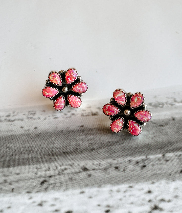 Pink Opal Blossom Earrings