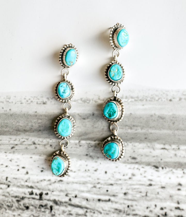 San Lucas Authentic Long Kingman Turquoise Earrings