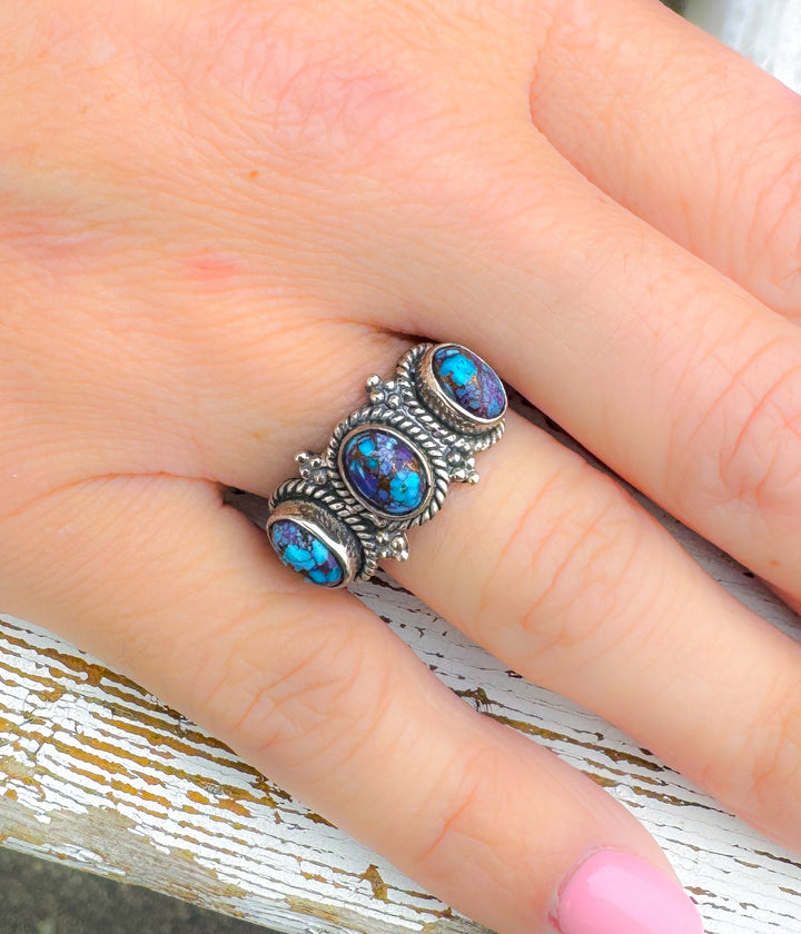 Purple Mojave Three Stone Ring