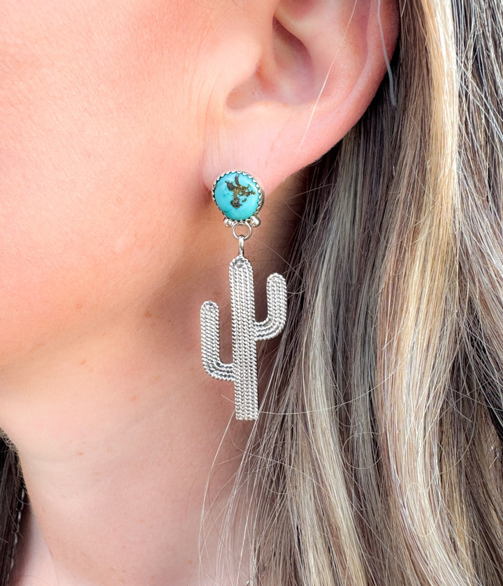 Anne Spencer Kingman Turquoise Cactus Earrings