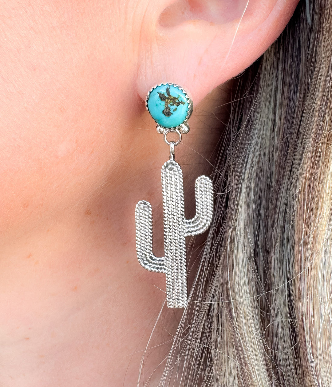 Anne Spencer Kingman Turquoise Cactus Earrings