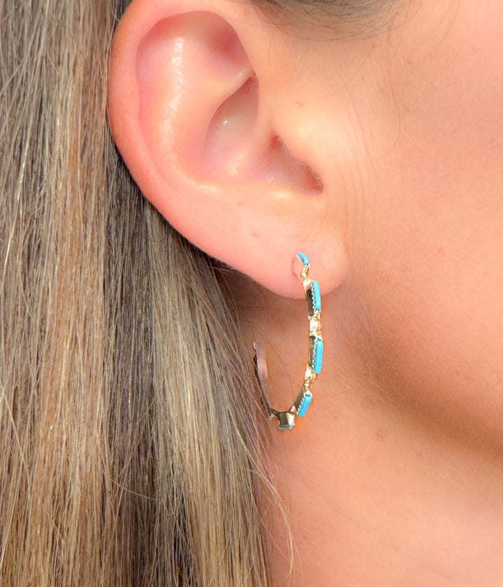 Kingman Turquoise Hoop Earrings