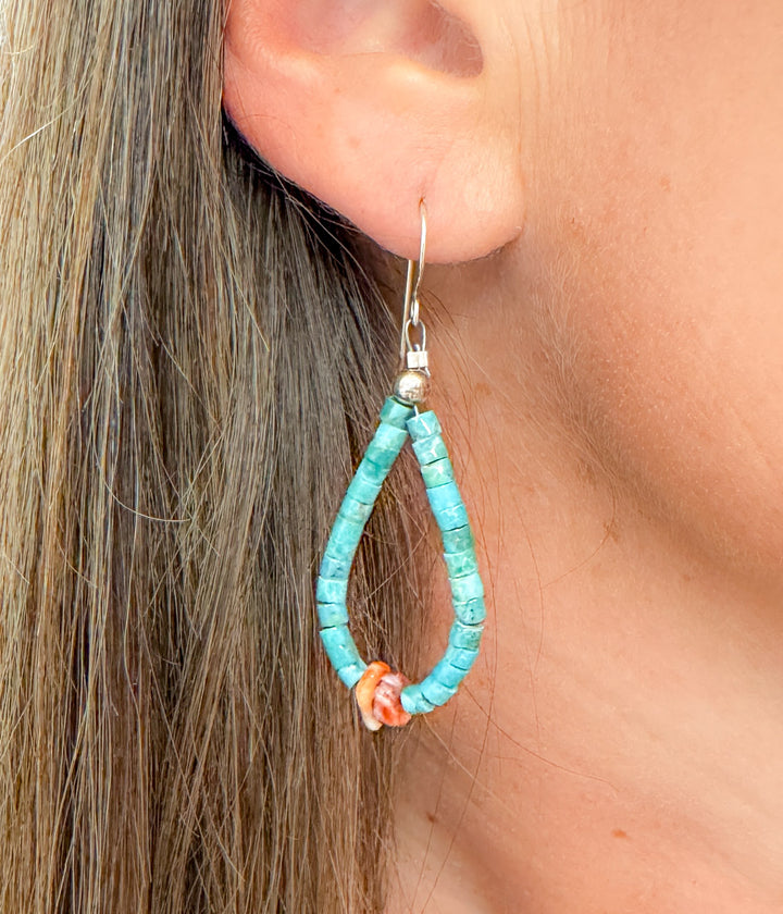 Spiny Oyster  and Turquoise Earrings