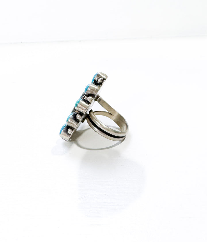Blackjack & Kingman Turquoise Cluster Ring