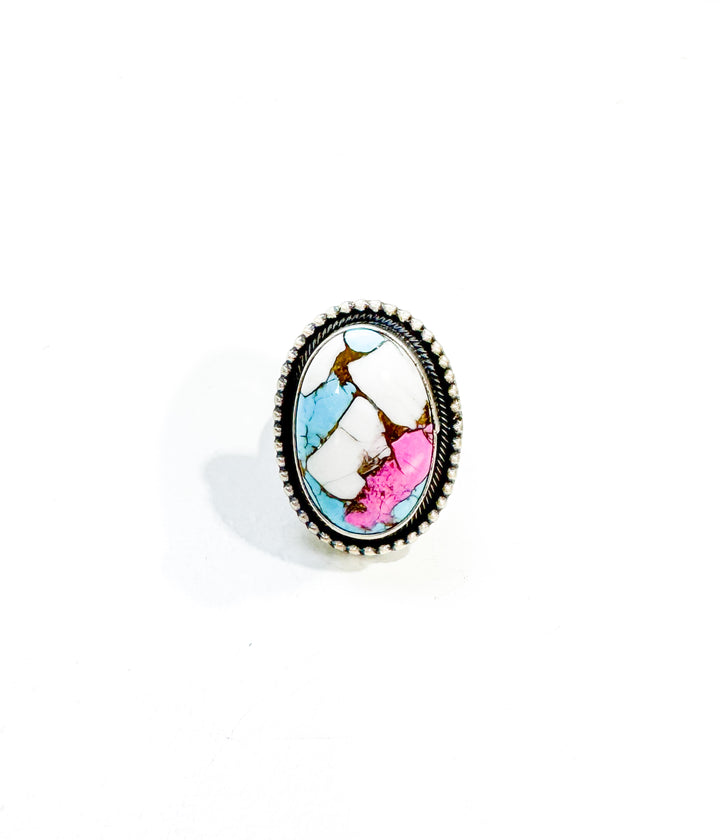 Cotton Candy Mosaic Navajo Ring by Scott Skeets