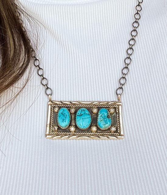 Kingman Turquoise Bar Necklace