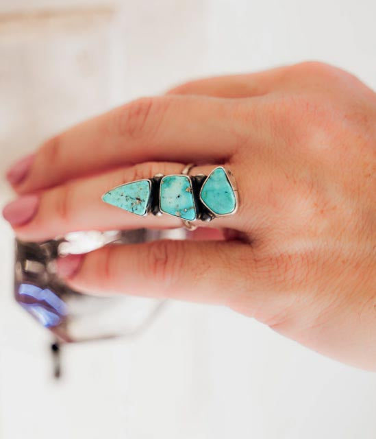 Three Stone Sonoran Turquoise Ring